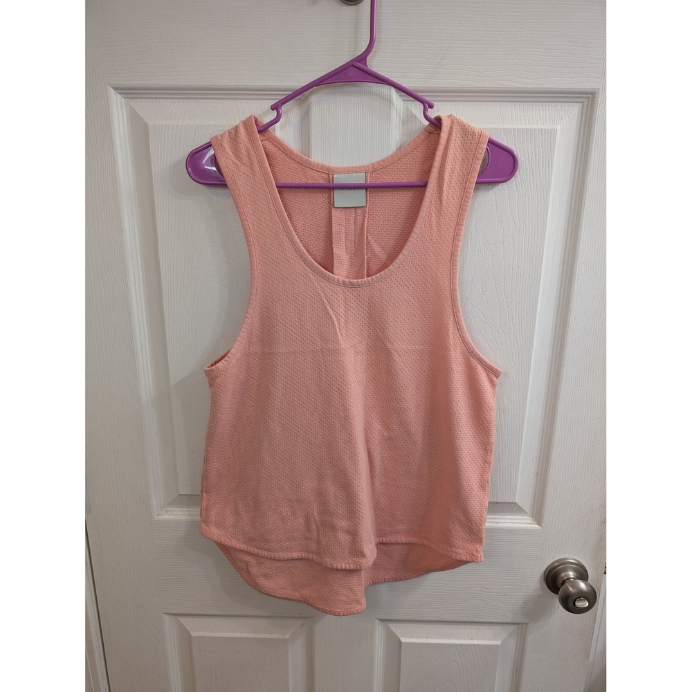 Varley Arley Tank Top Coral Waffle Knit Pleated Back Cotton - Size XS